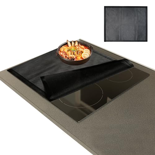 WestCH 52x61cm Große Silikon Induktionskochfeld Schutzmatte Induction Cooker Silikonmatte Induktion Herdschutz Matte Induktion Schutzmatte Wärmeisolierte Pad für Induktionsherd (Mesh Schwarz)