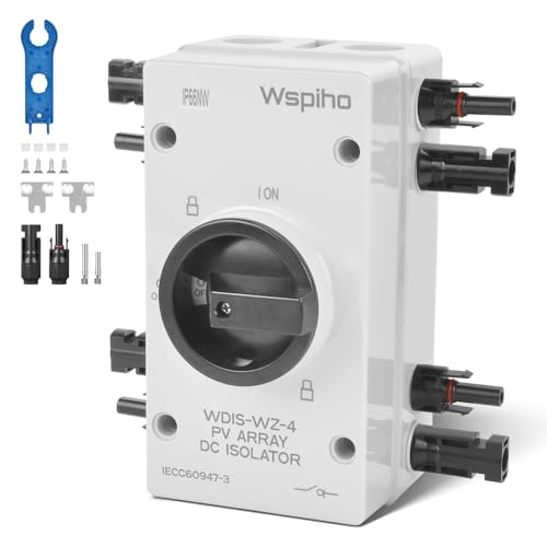 WSPIHO DC Trennschalter PV Anlage 32A 1000V,2 String PV Trennschalter Solar Anschlusskasten für Solaranlage,IP66 PV Sicherungsautomat für Solarplatten