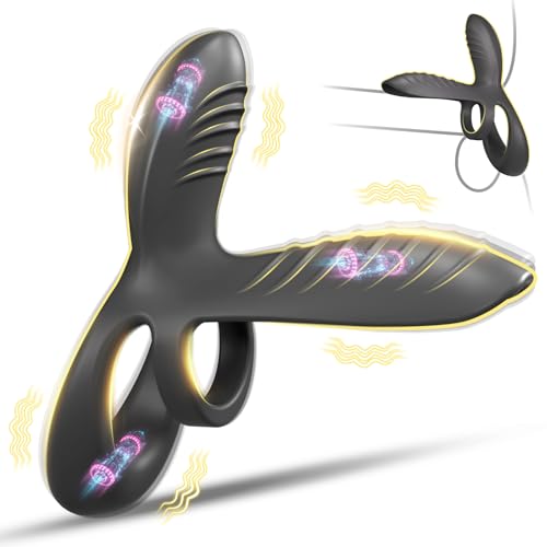 Penisring Vibrator Penishülle mit Klitorisstimulator für Penis G-Punkt Perineum, Sex Spielzeug für die Paare Männer Frauen, YAWNSHE Cockring Penis Ring Sex Toys, Erotisches Sexspielzeug Schwarz