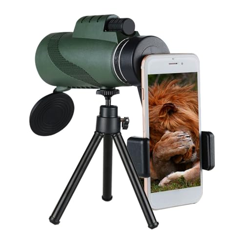 80x100 Zoom Monokular Teleskop für Erwachsene High Power Monokular für Erwachsene mit Stativ und Smartphone Adapter Ideal für Vogelbeobachtung, Wandern, Wasserdichtes Design