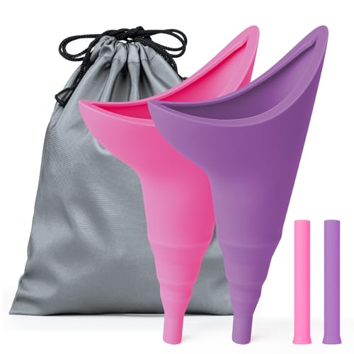 2pcs Urinella für Frauen, Weibliches Urinal Silikon Trichter Wiederverwendbarer Frauenurinal für Frauen, Tragbares Urinal für Frauen Stehend Bis Pinkeltrichter, Aktivitäten, Camping