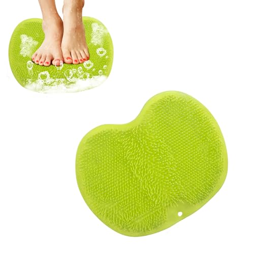 Personal Cleaning Foot Washing Bath Brush, Fußbürste Wäscher Massagegerät Dusche mit rutschfesten Saugnäpfen, Silikon Massager reiniger fußwäscher fuss, Dusch Rückenschrubber (grün)