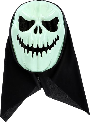 Folat 23877 23877-Happy BoOo Kürbis Halloween Fluoreszierendes Leuchtendes (Glow in The dark) -gruselige Maske Kostüm für Erwachsene und Kinder Party Dekoration, Mehrfarbig