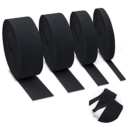 Auckpure 20 Meter Gummiband Schwarze Breite 10mm 20mm 30mm 40mm Gummibänder Nähen 4 Stück für Hosengummi DIY Handwerk Stoffe zum Nähen - Nicht Leicht Verformbar - Elastisches Farbband