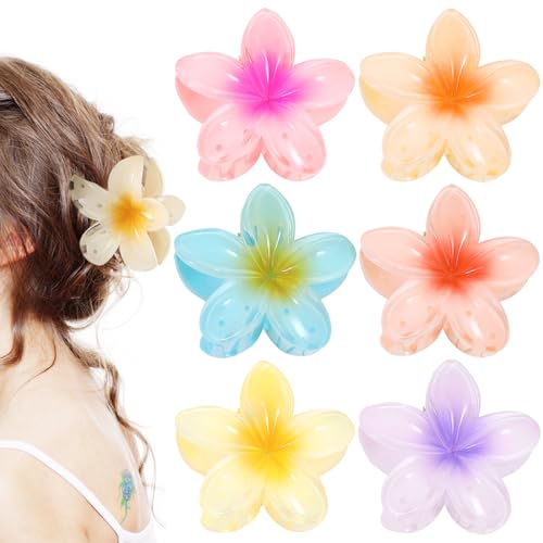 6 Stück Egg Flower Hair Claw Clips 6 Colors,Niedliche Blumenförmige für Frauen Mädchen Haarstyling Zubehör,große Haarklammer für dickes Haar, Haarspangen Rutschfest Haarkralle