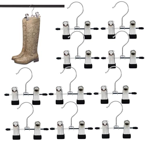 Xinlie 10 Stück Metall Klammerhaken Multifunktionaler Kleiderbügel aus Metall Stiefel Kleiderbügel Clips Rutschfester Kleiderbügel Haken Stiefel Aufhänger,für Hosen Schuhe Handtuch Stücher (Schwarz)