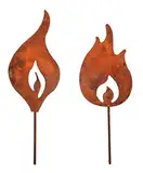 Rayher 46553638 Metall Flammen Rostoptik, zum Stecken, kupfer, 2 Stück, 13+15cm, 2 verschiedene Designs