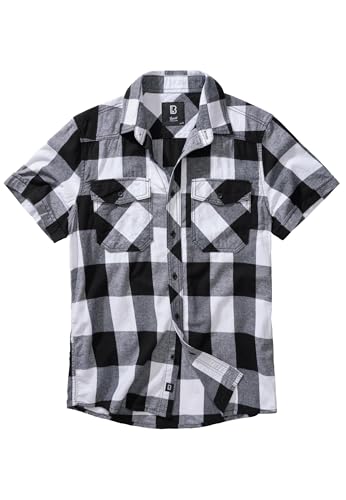 Brandit Check Shirt Herren Kurzarm, Größe:XL, Farbe:Weiß-Schwarz