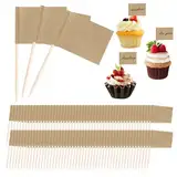 100 Stk Leere Zahnstocher Flaggen,kraftpapier Flagge Zahnstocher,Flaggenpicker,Zahnstocher Papierfähnchen,Kraftpapier Fähnchen zum Beschriften,Cupcake Fähnchen,Klein DIY Cocktail Zahnstocher,für Party