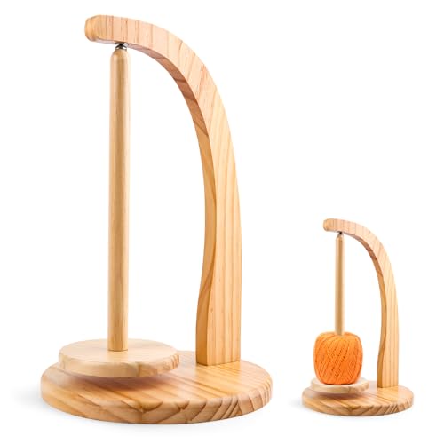 TNEDFOD Magnetischer Wollknäuelhalter, Yarn Winder, wollabwickler Holz Wollhalter, Wollhaspel Rotierender Garnrollenhalter aufwickler für Häkel- und Strickzubehör