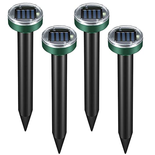 KEEPAQ Solar Maulwurfschreck, Maulwurf Vertreiber, Solar Tiervertreiber Wühlmausschreck, Ultraschall Tierabwehrgerät für Maulwurf Gopher Schlangen Wühlmaus und andere Schädlinge(4 Pack)