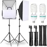 Retoo Professionelles Softbox Set für Fotostudio mit 2 x 135W Fotolampen und 2 x Faltbare Lampenstativs, Beleuchtung für Porträts, Produktfotografie und Videoaufnahme, Reflektors mit Tragetasche