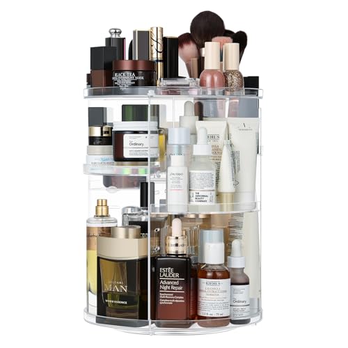 UZHNOE Make Up Organizer Drehbar 360° Rotating Makeup Organizers Kosmetik, Schmink Aufbewahrung Skin Care Organizer Transparent Adjustable Multifunctional for Dresser, Bathroom, Bedroom