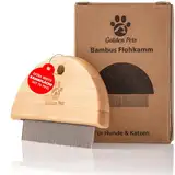 Golden Pets Bambus Flohkamm I Entfernt Flöhe bei Hunde & Katzen I Läusekamm, Staubkamm, Haustierkamm, Zeckenbürste, Nissenkamm + Gratis Pflegehandbuch