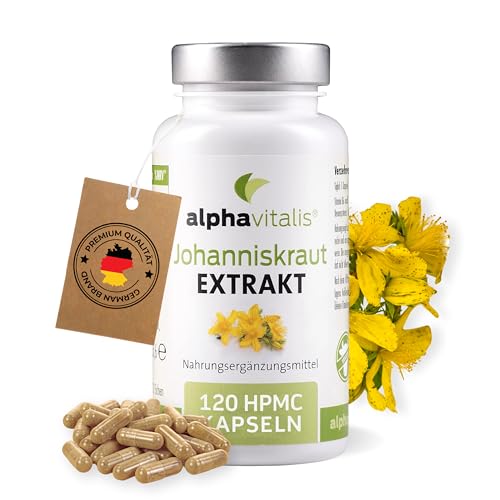 Johanniskraut Kapseln mit Hypericin 120 Stk. vegan - Johanniskraut Extrakt Kapseln hochdosiert - Hypericin Kapseln mit Vitamin B6 & B12 - St. John’s Wort Extract aus Hypericum perforatum L.