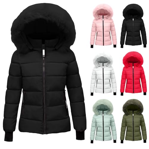 Tages Angebote Von Heute, Outlet Angebote, Puffer Jacke Damen Winter Leichte Steppjacke Winterjacke Damen Mit Fellkapuze Kurz Pufferjacke Gesteppter Dicke Warme Daunenjacke, Blitzangebote Des Tages