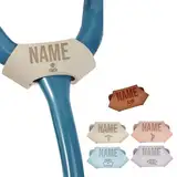 Personalisiertes Stethoskop-Namensschild, Leder Accessoire mit individueller ID-Gravur für Ärzte, Krankenschwestern, Tierärzte, medizinische Assistenten, Geschenke zur Krankenschwesternwoche, Beige