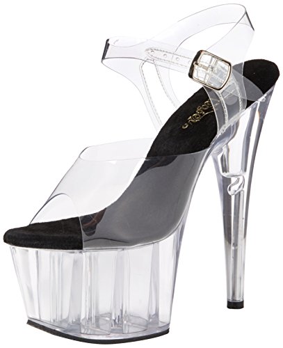 Pleaser Damen ADORE-708 Offene Sandalen, Transparent (CLR-Blk/CLR)