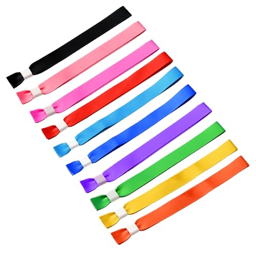 XCSJ 30 Stück 10 Farben Stoff Armbänder, Verstellbare Stoff Einlassbändchen, Event Armbänder mit Kunststoffverschlüssen, Eintrittsbänder Einlassbänder für Events, Partys, Konzerte