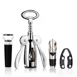 Drincarier Rostfreier Stahl Öffner für Wein Korkschraube Flaschenöffner mit Foil Cutter Wine Stoper (02 corkscrew with vacuum stopper)