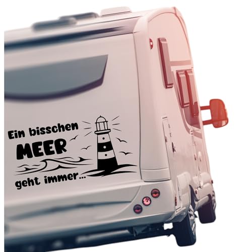 Wohnwagen Aufkleber 'Ein bisschen Meer geht immer', Vinylaufkleber Selbstklebend, Wohnmobil Camper Dekoration