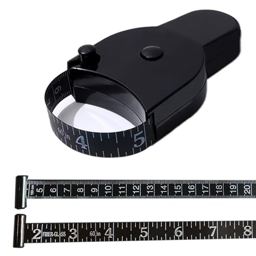 Körpermaßband, Suiyeejan Maßband Körper, 150 cm / 60 Zoll Maßband, Weiches Maßband, Einziehbares Maßband zur Körpermessung und Gewichtsabnahme (Dunkelschwarz)