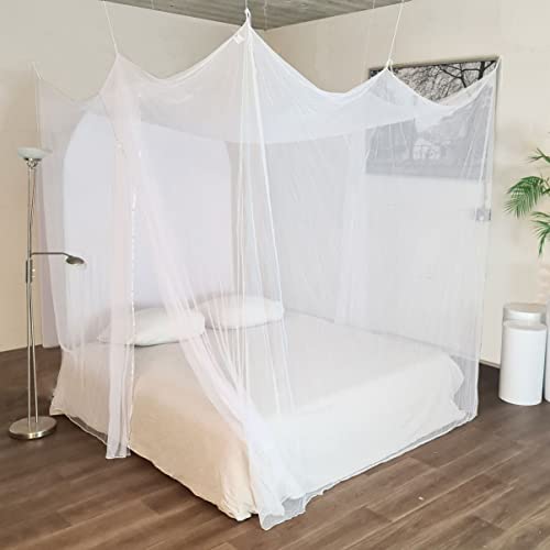 Flystopper - MOSKITONETZ Doppelbett XXL - 240x220x230, XXL Mückennetz für Bett, feinste Löcher, rechteckiger Netzvorhang Reise, Insektenschutz, 2 Einträge, einfache Anbringung, Tragetasche