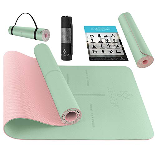 KESSER® Gymnastikmatte mit Tragegurt rutschfest TPE Yogamatte Gepolstert & rutschfest Fitnessmatte, 183 x 61 Trainingsmatte für Fitness Sportmatte, Pilates & Gymnastik Workout extradick,