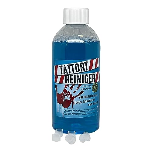 Clean Ink Tattort Reiniger 500 ml mit Sprühkopf, zur Hautreinigung während des Tätowiervorgangs und danach + 5 Premium Farbkappen von HAN-SEN, ein Kombi-Angebot von HAN-SEN GmbH