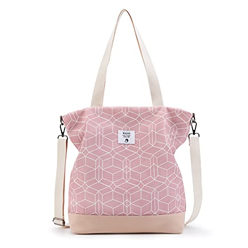 KALIDI Groß Damen Umhängetasche/Handtasche Canvas Tasche Schultertasche Totepack Shopper Casual Hobo Bag Crossbody Bag für Schule Büro Arbeit Reisen Ausflug Einkauf,pink