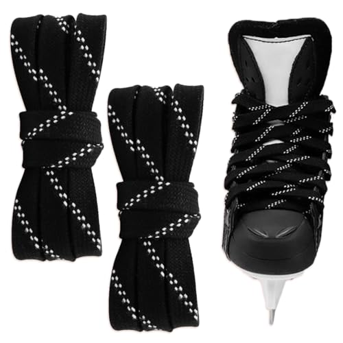 Professionelle Eishockey Schnürsenkel, gewachste Schnürsenkel Eishockey, Schnürsenkel Schlittschuhe, Anti-Gefrieren, Anti-Brüche, Schnürsenkel für Sport, Skifahren, Hockey (schwarz, 96 Zoll)