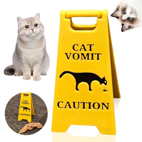 Katzen Kotz Schild, Cat Vomit Sign, Dog Vomit Sign, Warnschild für Erbrochenes Haustieren, 3D-gedruckte Haustier Erbrochenes Schild, Prank Geschenk für Katzen Hundeliebhaber