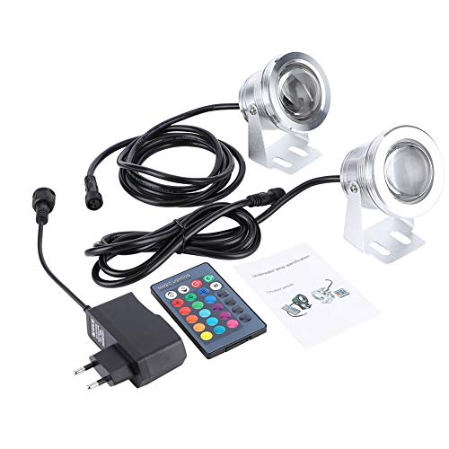 RGB Unterwasserlicht Brunnenlampe mit Fernbedienung Beleuchtung Dekoration 90‑265V, 5050 RGB LED Poolbeleuchtung Unterwasser, 8m Reichweite maximale Tauchtiefe 2m (EU-Stecker)
