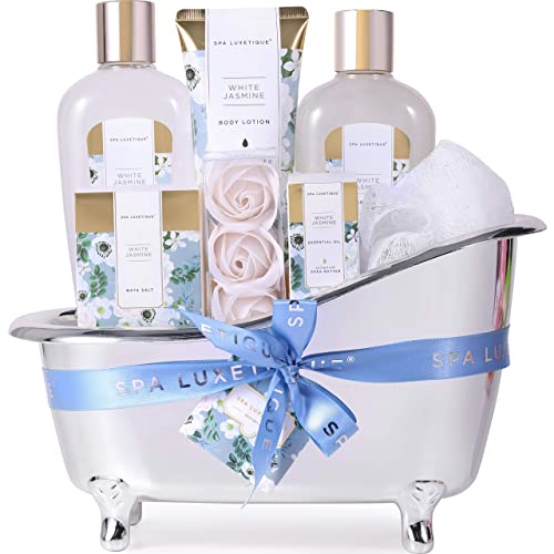 Geburtstagsgeschenke für Frauen-Spa Luxetique Spa-Geschenk-Set, 8pcs Jasmin Badeset mit ätherischem Öl, Pamper-Geschenk-Sets für Frauen, Mama Geschenke, Valentinstag Weihnachtsgeschenke für Frauen