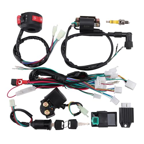 GOOFIT 50cc 125cc Volle Elektrik Kabelbaum Spule Gleichrichter CDI Ersatz für ATV Solenoid Zündkerze Quad Pitbike Dirtbike Buggy Go Kart Kits