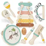 Lehoo Castle Musikinstrumente für Kinder, Holzspielzeug ab 3 Jahre, Kinder Xylophone Trommel Montessori Kinderspielzeug für Baby Musikspielzeug Geschenk