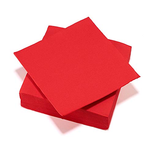 Le Nappage Papierservietten, Tex-Touch, Rot, FSC®-zertifiziert, 40 Servietten, groß, 38 x 38 cm, Rot