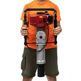 Pfahlramme, 2 Takt 1900W Benzin Pfahlramme mit 2-Pfosten-Antriebskopf 55mm/70mm, 6500r/min, Luftkühlung, 52CC Rammgerät für Sämling, Gemüseanbau