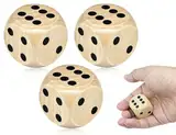 KAPSING 3 Stück Würfelspiel Würfel Holz 30mm, Natur Holz Spielwürfel, Kartenspiel Partyspiele zubehör