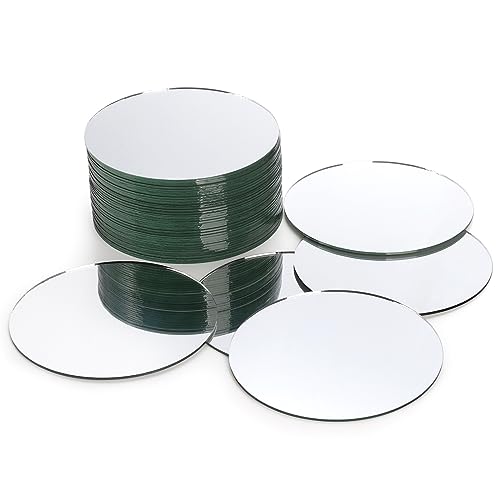 Suwimut Set mit 40 runden Spiegel-Kerzenplatten, 12,7 cm, kleine runde Spiegelfliesen, Spiegeltabletts, Glasspiegelkreise für Tisch, Hochzeit, Tafelaufsätze, Wanddekoration, Basteln, Rahmen, Mosaik