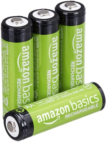 Amazon Basics AA-Batterien, wiederaufladbar, 2000 mAh, vorgeladen, NiMh, 4 Stück