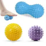 Massagebälle Faszienball 3er Set, Lgelball Fußmassage Roller, Erdnuss Massageball, Spiked Massage Ball Hart, Noppenball, Stress Reflexologie für Rücken Beine Füße Hände