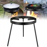 FLY HAWK Dreibein BBQ, Dreifuß Grill Rostbeständiges und Hochtemperaturbeständiges Abnehmbares Gulaschkessel zum Kochen von Dutch/Schwarz