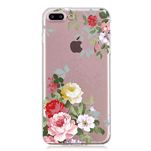 CrazyLemon Hülle für iPhone 8 Plus, Hülle für iPhone 7 Plus, Silikon Dünn Case 3D Kreativ Geprägt Transparent Weich Leicht Cover Ultra Slim TPU Schlank Bumper Handyhülle - Grüner Zweig