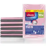 Vileda Actifibre Soft Universal Mikrofasertuch, Reinigungstuch aus 100 Prozent Mikrofaser für streifenfreie Ergebnisse, hohe Saugkraft, ideal für alle glatten Oberflächen, rosa und grau, 10 Stück