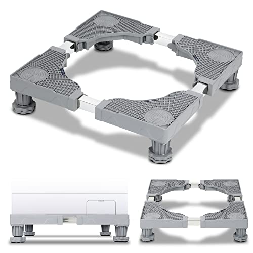 Cecaylie Waschmaschinen-Untergestell Verstellbare Beweglich Sockel, Trockner Sockel Untergestell Podeste & Rahmen für Gefrierschrank(41-65CM Einstellbare)