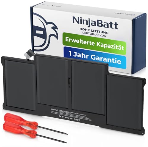 NinjaBatt Akku A1466 A1496 für Apple MacBook Air 13 Inch [2010 2011 2012 2013 2014 2015 2016 2017 Years] A1369 A1405 A1377 - High Performance [7200mAh/55Wh/7.6V]