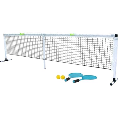 Scatch Set mit Tennisnetz und Schlägern - Netzgarnitur Kombi - Freistehendes Freizeit-Netz für Badminton, Street-Tennis und andere Sportarten, 8711252143897, Weiß