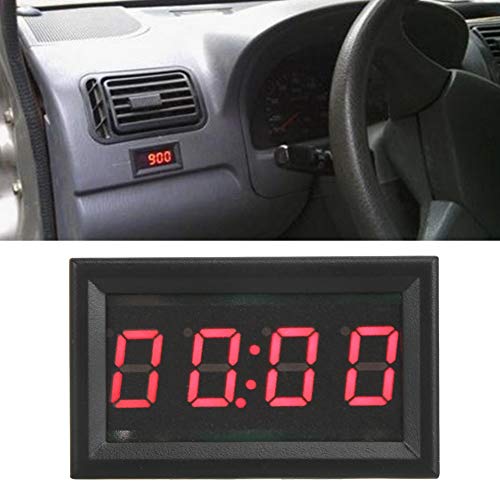 Kfz-LED-Elektronik-Digitaluhren, DC 4,5–30 V, Auto-Armaturenbrett-Digitaluhr für Auto, LKW, Boot (Blau, Rot, Grün, Option) (Rot)