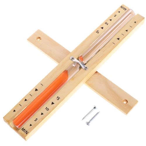 Sugeru Sauna Sanduhr - Sanduhr 15 Minuten, Sauna Zubehör aus Naturholz, 360° Drehbare Saunauhr, Saunazubehör mit Hitzebeständig Sicherheitsglas, Sanduhr Sauna mit Befestigungsmaterial (Orange)